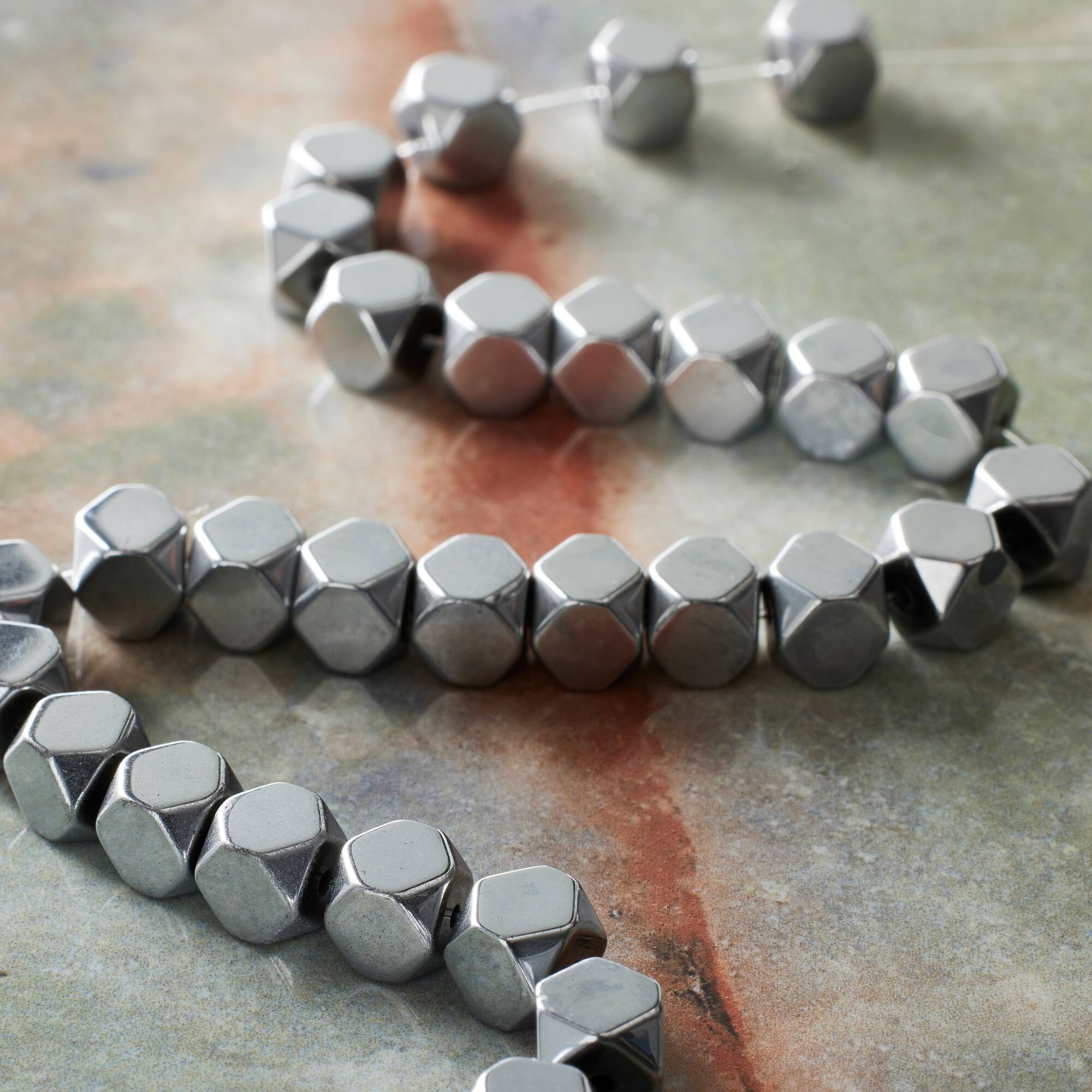 Silver Hematite Cube Beads, 6mm by Bead Landing™